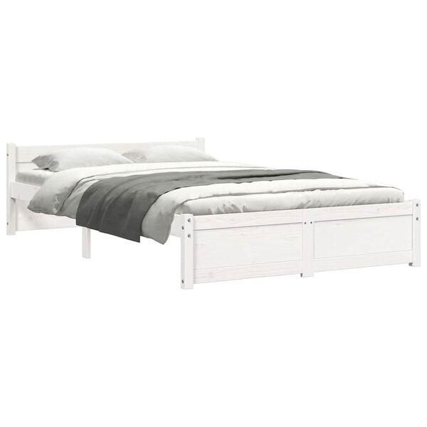 vidaXL Bed Frame without Mattress White Solid Wood 120x190 cm Small Double