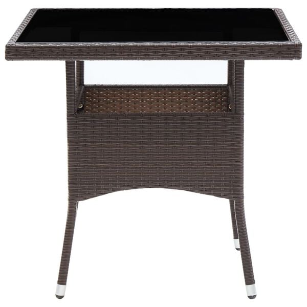 vidaXL Garden Dining Table Brown Poly Rattan