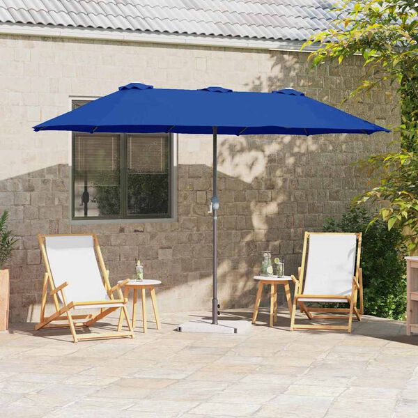 vidaXL Garden Parasol Azurblau 370 x 197 x 239 cm