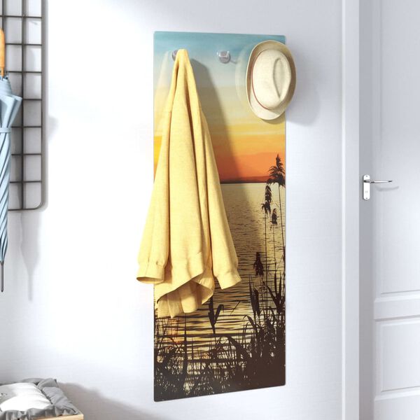 vidaXL Wall Mounted Coat Rack 125x50 cm Tempered Glass Sunshine Lake