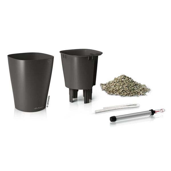 LECHUZA Planter DELTINI ALL-IN-ONE Metallic Charcoal