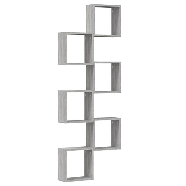 vidaXL Wall Cube Shelves 6 pcs Grey Sonoma 30x15x30 cm