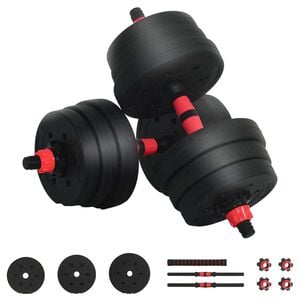 vidaXL 2-in-1 Dumbbell Barbell Set 20 kg Black and Red