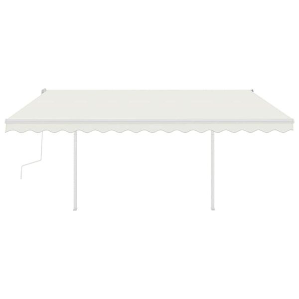 vidaXL Manual Retractable Awning with Posts 4x3 m Cream