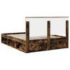 vidaXL Bed Frame Smoked Oak 150 x 200 cm Solid Pine Wood