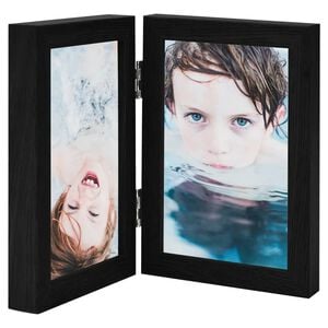 vidaXL Bifold Photo Frame | Black | MDF, PS (polystyrene) | Fits A4 sized photos