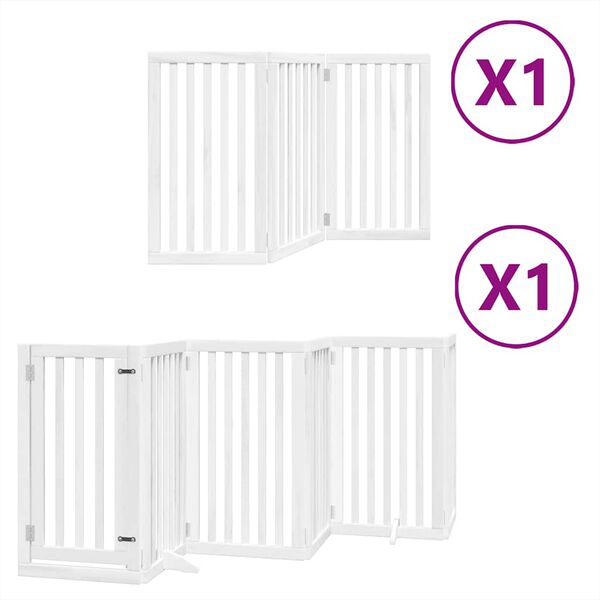 vidaXL Dog Gate with Door Foldable 9 Panels White 450 cm Poplar Wood