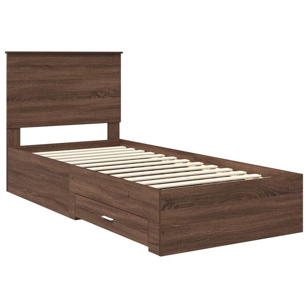 vidaXL Bed Frame Brown Oak and Silver 75 x 190 cm Engineered Wood