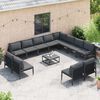 vidaXL Garden Sofa Set with Cushion 13 pcs Black Steel