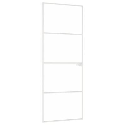 vidaXL Interior Door White 76x201.5 cm Tempered Glass&Aluminium Slim