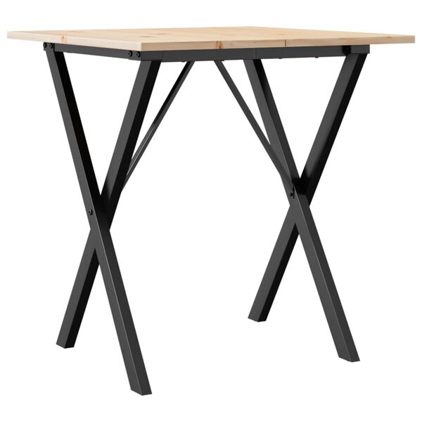 vidaXL Dining Table X-Frame 70x70x75 cm Solid Wood Pine and Steel