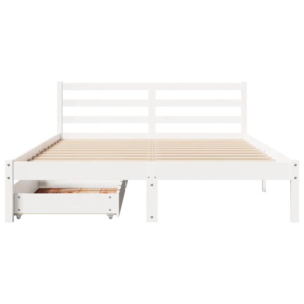 vidaXL Bed Frame without Mattress White 140x200 cm Solid Wood Pine