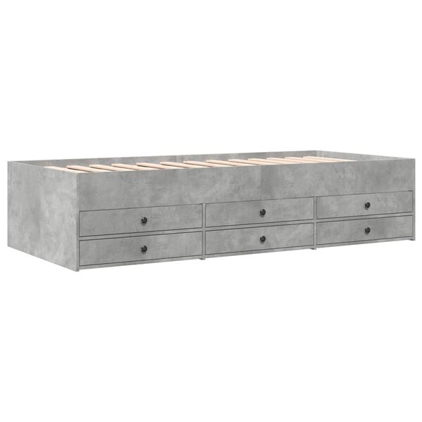 vidaXL Daybed with Drawers without Mattress Concrete Grey 90x190 cm Single