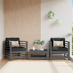 vidaXL Garden Chairs 2 pcs Grey Solid Wood Pine