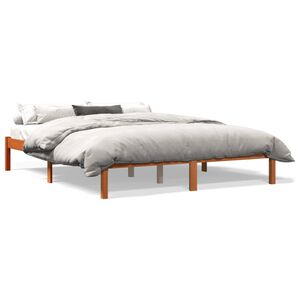 vidaXL Bed Frame without Mattress Wax Brown 150x200 cm King Size Solid Wood Pine