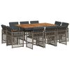 vidaXL 11 Piece Garden Dining Set with Cushions Grey Poly Rattan