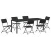vidaXL Garden Dining Set Folding 7 pcs Black Powder-Coated Steel