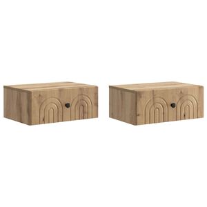 vidaXL Wall-Mounted Bedside Cabinet 2 pcs Artisan Oak Engineered Wood