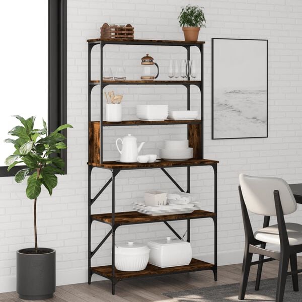 vidaXL Baker's Rack 6-Tier Smoked Oak 90x40x180 cm Engineered Wood