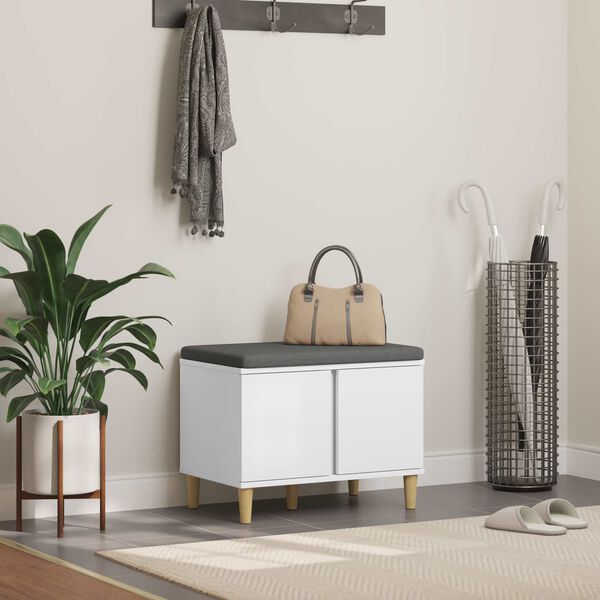 vidaXL Hall Bench White 60 x 38 x 46 cm Engineered Wood and Fabric