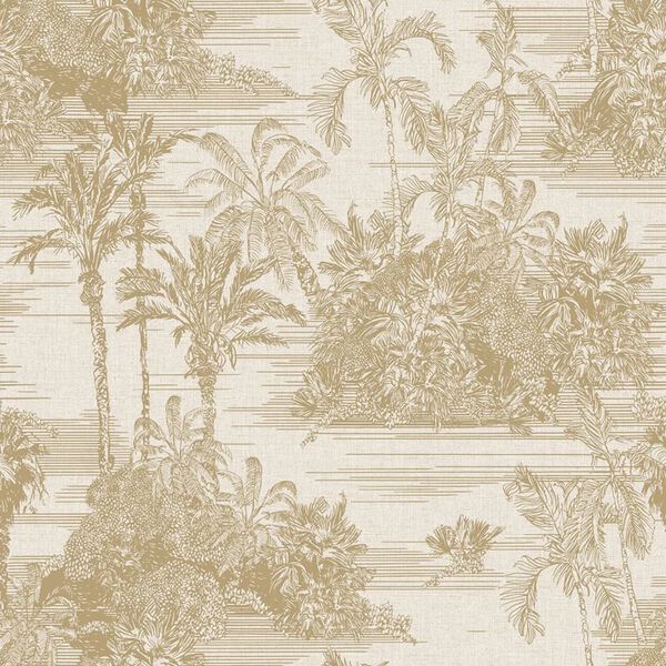DUTCH WALLCOVERINGS Wallpaper Tropical Beige and Gold