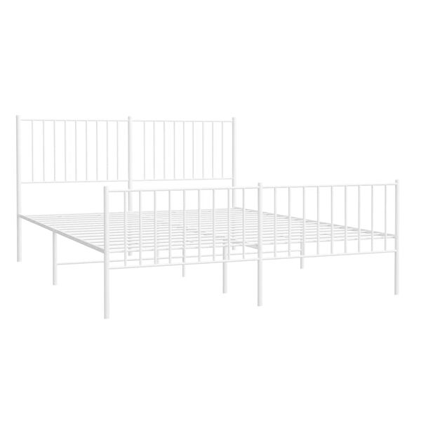 vidaXL Metal Bed Frame without Mattress with Footboard White 160x200cm