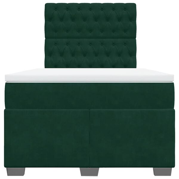 vidaXL Box Spring Bed with Mattress Dark Green 120x200 cm Velvet