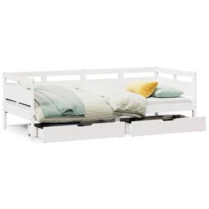 vidaXL Daybed with Drawers without Mattress White 90x190 cm Single Solid Wood