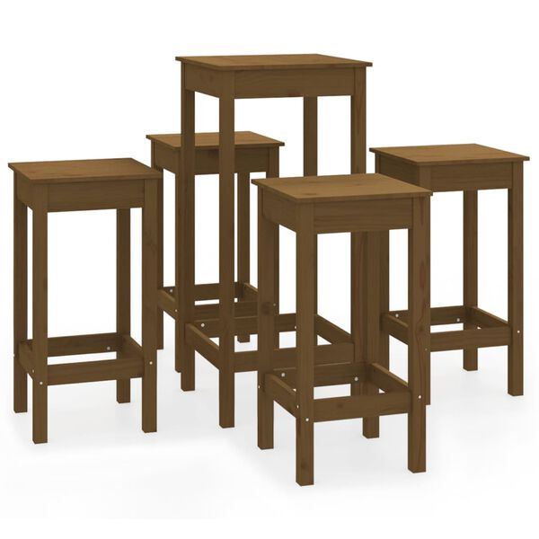 vidaXL 5 Piece Bar Set Honey Brown Solid Wood Pine