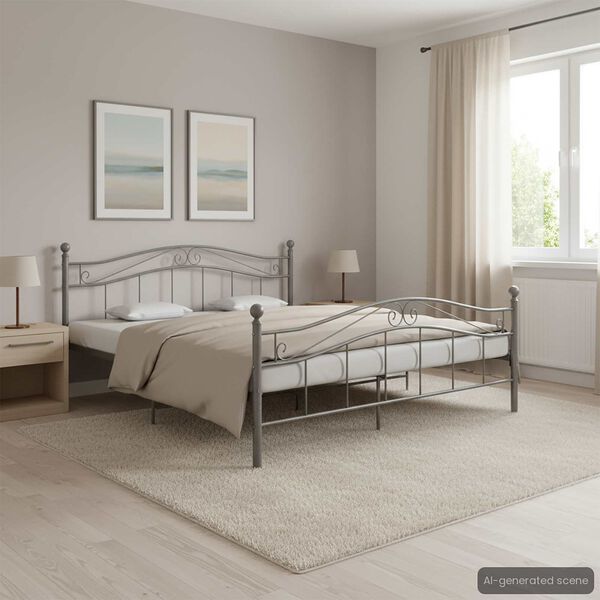 vidaXL Bed Frame without Mattress Grey Metal 140x200 cm