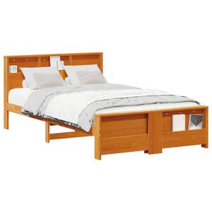 vidaXL Bed Frame with Headboard Wax Brown 140 x 190 cm Engineered Wood