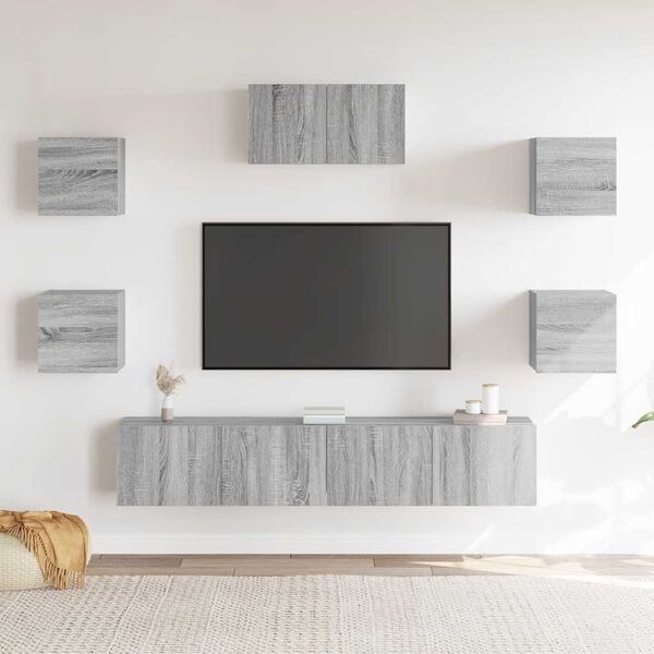vidaXL 7 Piece TV Cabinet Set Grey Sonoma Engineered Wood
