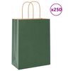 vidaXL Paper Bags 250 pcs with Handles Green 21x11x28 cm