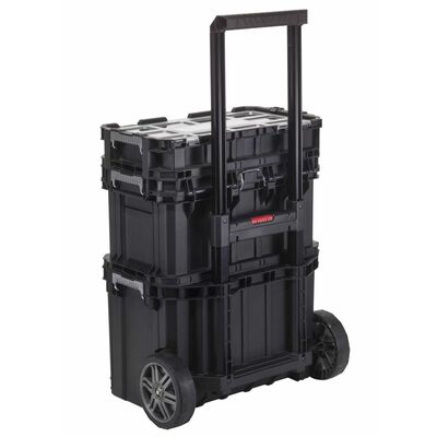 Keter Tool Storage Box with Connect Trolley and Rolling Systems Black