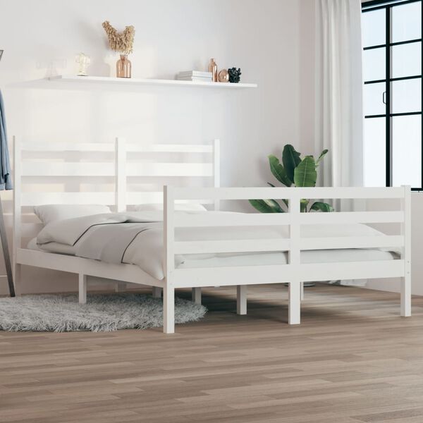 vidaXL Bed Frame without Mattress Solid Wood Pine 120x200 cm White