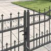 vidaXL Fence Gate with Spear Top with Lock Grey 404 x 75 cm Steel