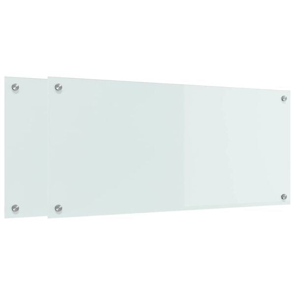 vidaXL Kitchen Backsplash 2 pcs White 90 x 40 cm Tempered Glass