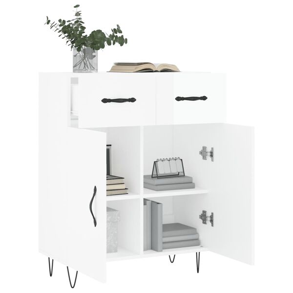 vidaXL Sideboard High Gloss White 69.5x34x90 cm Engineered Wood