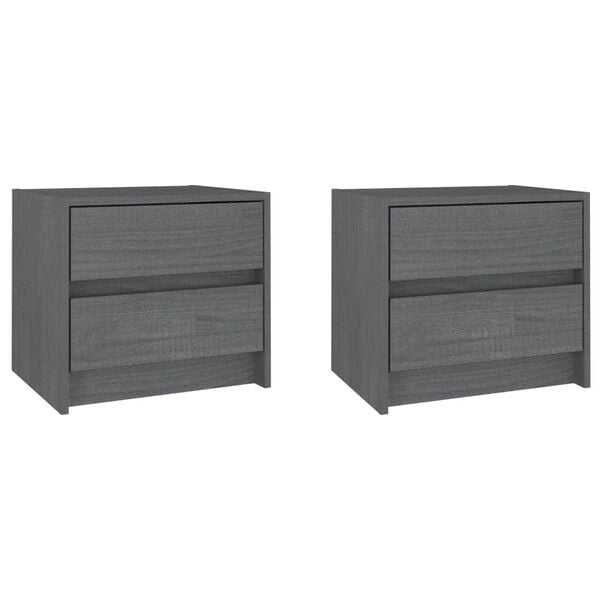vidaXL Bedside Cabinets 2 pcs Grey 40x30.5x35.5 cm Solid Pine Wood