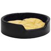 vidaXL Dog Bed Black and Yellow 79x70x19 cm Plush and Faux Leather