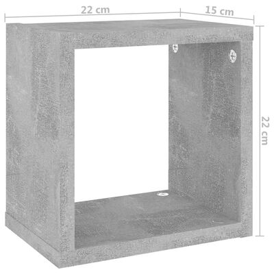 vidaXL Wall Cube Shelves 4 pcs Concrete Grey 22x15x22 cm