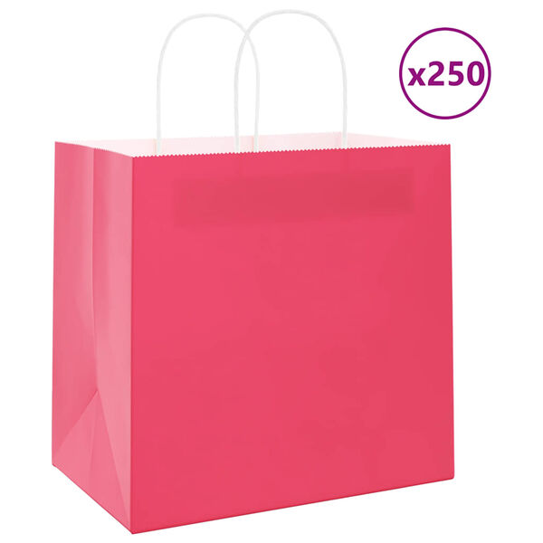 vidaXL Paper Bags 250 pcs with Handles Pink 54x15x49 cm