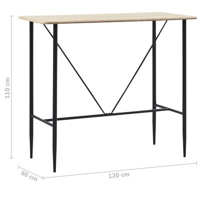 vidaXL Bar Table Oak 120x60x110 cm MDF