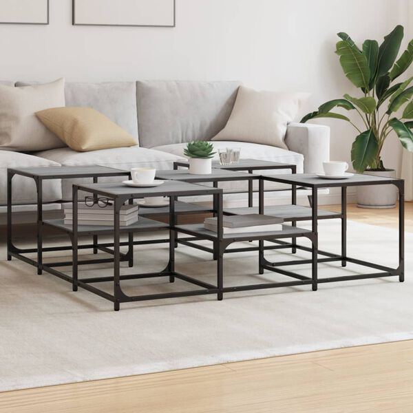 vidaXL Coffee Table Grey Sonoma 121x121x40 cm Engineered Wood