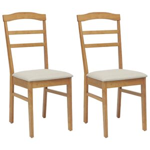 vidaXL Dining Chair 2 pcs Solid Rubber Wood Natural and Light