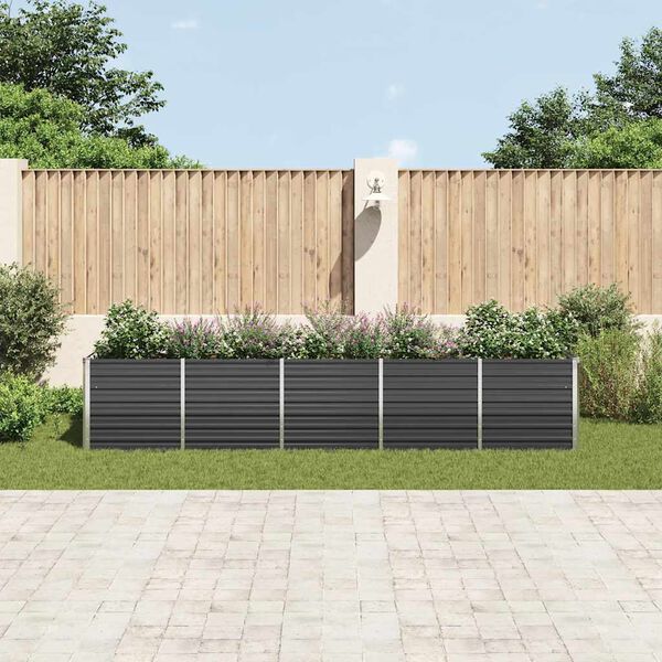 vidaXL Garden Raised Bed Galvanised Steel 400x80x77 cm Anthracite