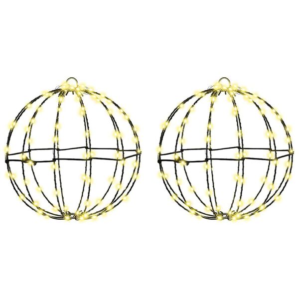 vidaXL Ball with 192 LEDs 2 pcs Warm white 30 cm Metal
