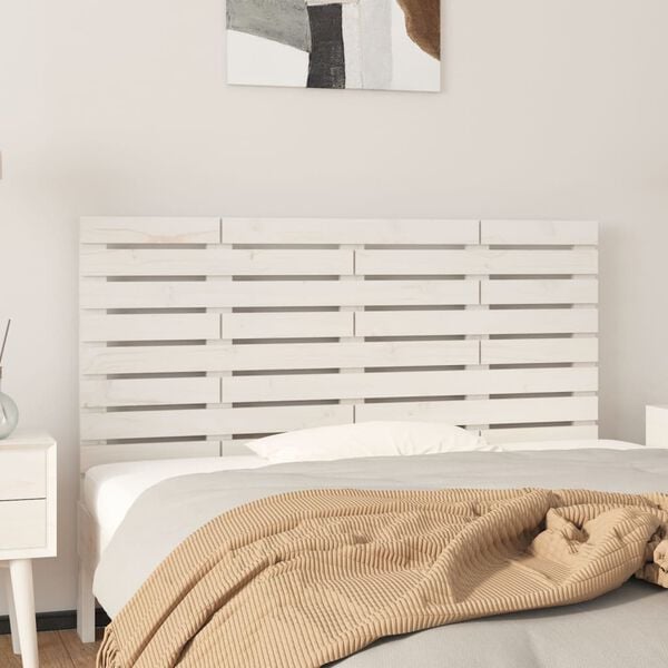 vidaXL Wall Headboard White 126x3x63 cm Solid Wood Pine