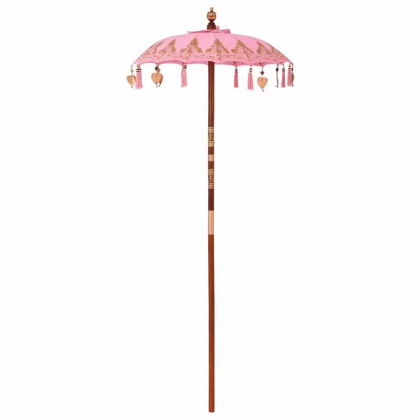 vidaXL Parasol with Base Pink 95 x 95 x 260 cm Cotton and Wood
