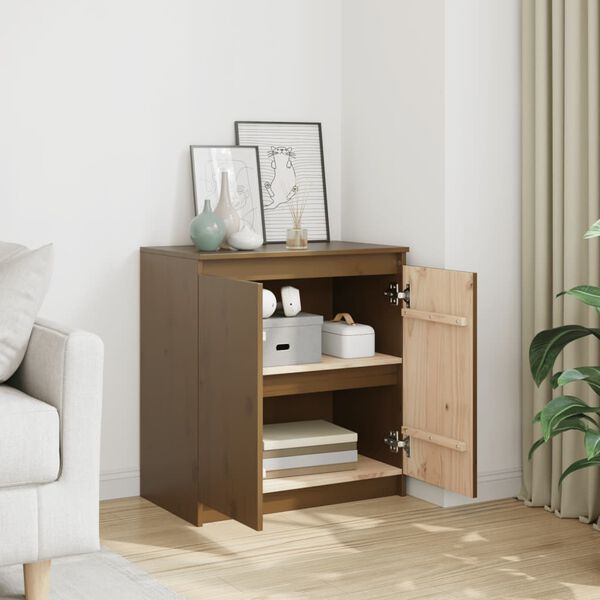 vidaXL Side Cabinet Honey Brown 60x36x65 cm Solid Pinewood